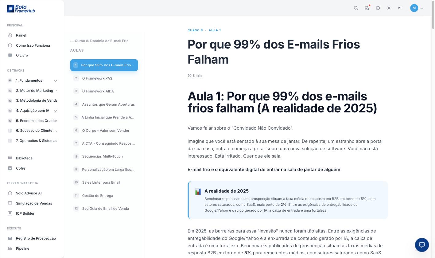 A aula para a qual o coach aponta você Uma aula do GTM OS, Encontrando Seu Segmento Dourado, que o coach expõe para destravar o próximo passo da fundadora, com navegação de aulas e conteúdo estruturado