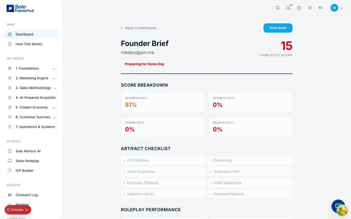 GTM OS founder brief and call intelligence analytics: startup sales analytics dashboard